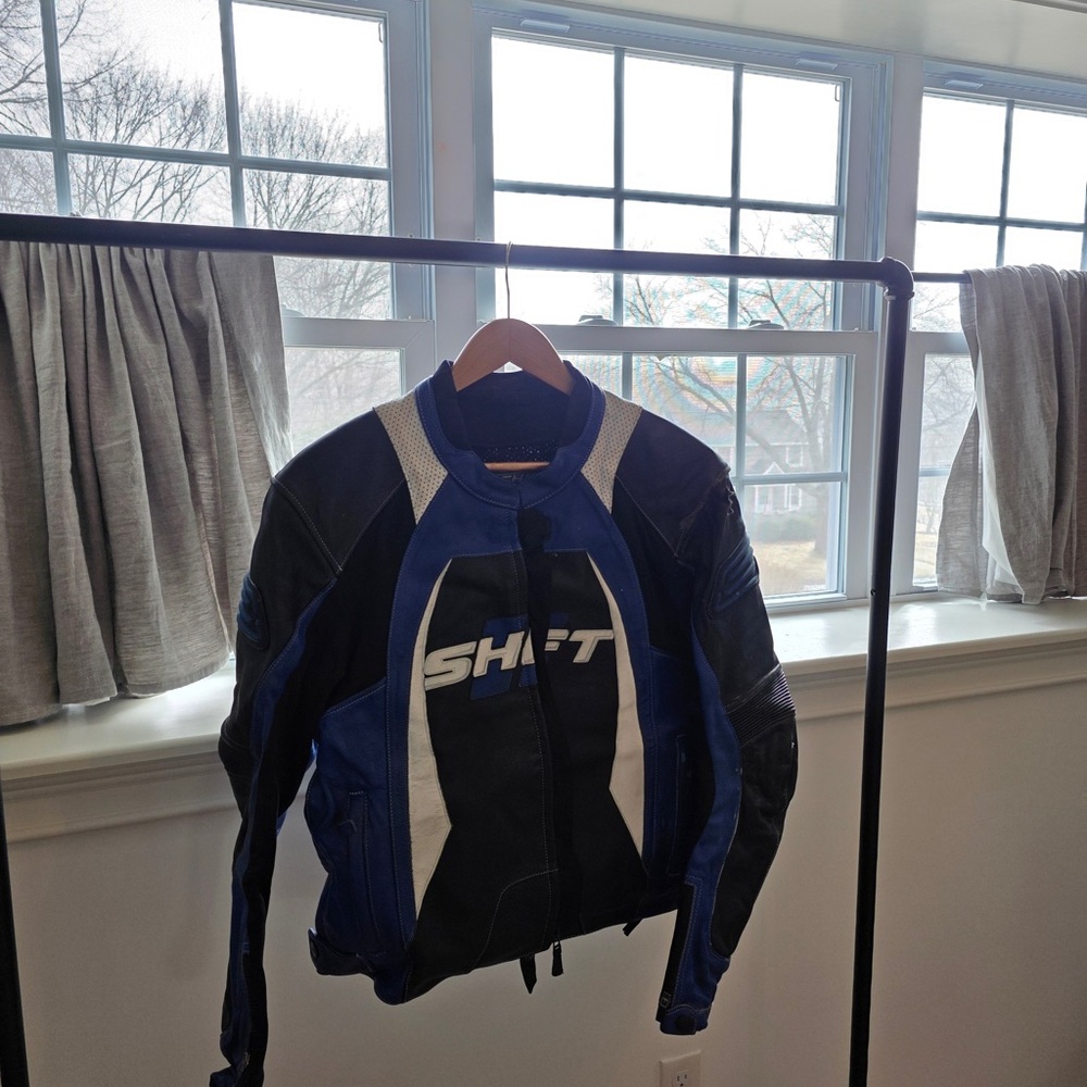 Shift Leather Motorcycle Blue and Black Men's Riding Jacket